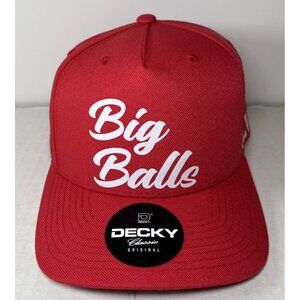 Decky Retro Vintage Style ‘Big Balls’ XLVII Red 6 Panel Snapback Cap Hat